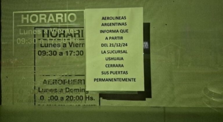 Cerró la oficina de Aerolíneas Argentinas en Ushuaia