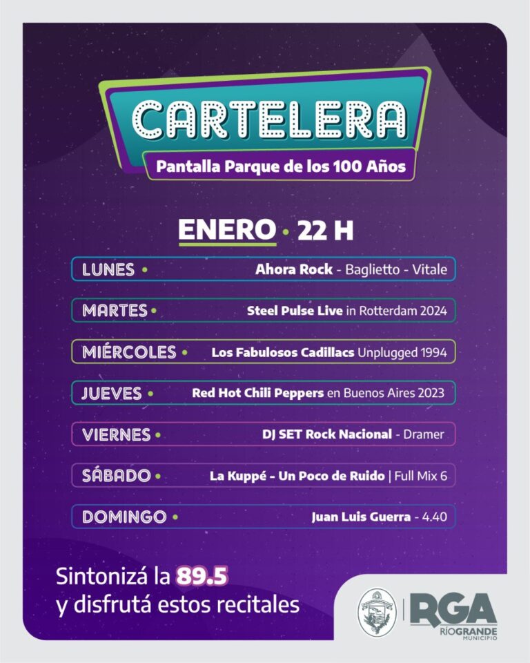 Disfrutá de los recitales en la pantalla del parque de los 100 años