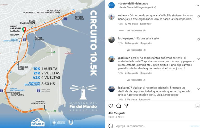 Bronca en Ushuaia por cambios de último momento en la Maratón del Fin del Mundo
